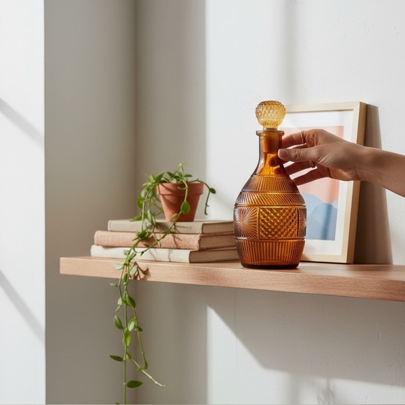 Other - Vintage Amber Glass Bottle w/ Stopper | Mid-Century 1960s–70s